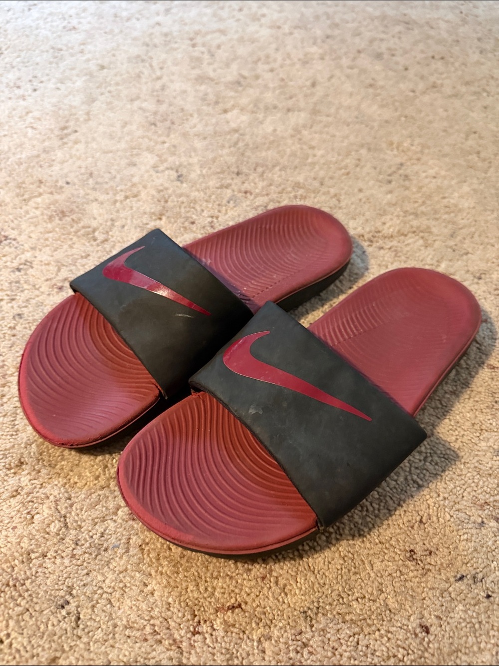 Nike Red and Black Kids' Slide Sandals